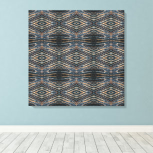 Blauwe & Bruine Houten Balken Foto Perspectief Pat Canvas Afdruk