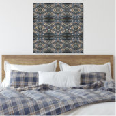 Blauwe & Bruine Houten Balken Foto Perspectief Pat Canvas Afdruk (Insitu (Slaapkamer))