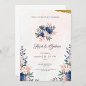 Blauwe bruine platte Lijst en Waterverf Kaart (Voorkant / Achterkant)