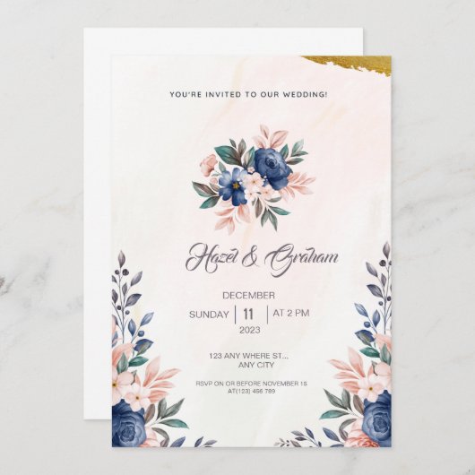 Blauwe bruine platte Lijst en Waterverf Kaart (Voorkant / Achterkant)