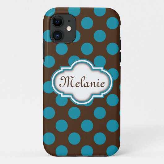 Blauwe bruine pols Dots Quatrefoil Case-Mate iPhone Case (Achterkant)