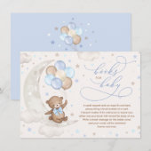 Blauwe bruine Teddy Bear-ballonnen boeken voor bab Informatiekaartje (Voorkant / Achterkant)