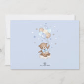 Blauwe bruine Teddy Bear Balloons Clouds Moon Star Bedankkaart (Achterkant)