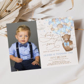 Blauwe bruine Teddy Bear Hot Air ballon, 1e verjaa Kaart