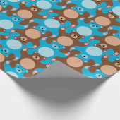 blauwe bruine Teddy Bear Tesselation Cadeaupapier (Hoek)