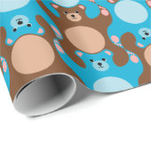  blauwe bruine Teddy Bear Tesselation Cadeaupapier (Rol Hoek)