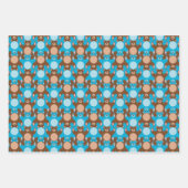 blauwe bruine Teddy Bear Tesselation WP3 Inpakpapier Vel (Voorkant)