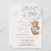 Blauwe Bruine Teddybeer Heet Luchtballon Jongens V Kaart (Voorkant)