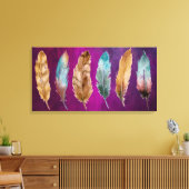 Blauwe bruine veren Paarse schilderachtige schilde Canvas Afdruk (Insitu (Woonkamer))