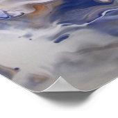 Blauwe bruine vlecht Abstracte marmerstroom Poster (Hoek)