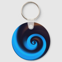 Blauwe bruine wervelkolom Moderne Abstracte kunst Sleutelhanger