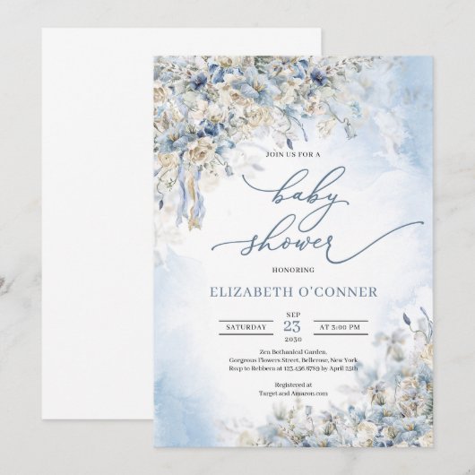 Blauwe bruine winterroos eucalyptus kaart (Voorkant / Achterkant)