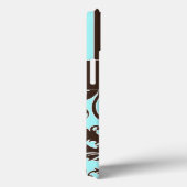 Blauwe, bruine, witte stripper Damask iPad-luchtta Case-Mate iPhone Case (Achterkant / Rechts)