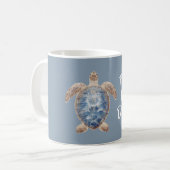 Blauwe Bruine Zeeschildpad Koffiemok (Voorkant links)
