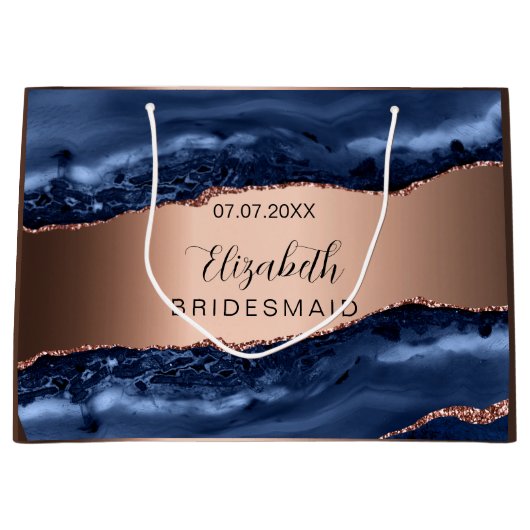 Blauwe bruinkoperen bruin groot cadeauzakje (Voorkant)