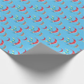 Blauwe bruinktsurfpapier cadeaupapier (Hoek)