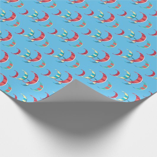 Blauwe bruinktsurfpapier cadeaupapier (Hoek)