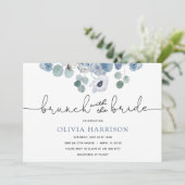 Blauwe brunch met de bruidsdouche uitnodiging (Staand voorkant)