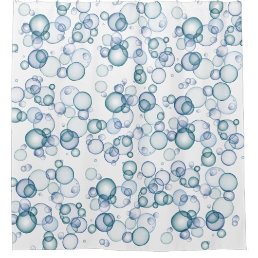Blauwe bubbelgordijn douchegordijn (Voorkant)