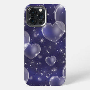 Blauwe Bubbelhartjes Cute Meisjesachtige 90's Stij iPhone 13 Pro Max Hoesje