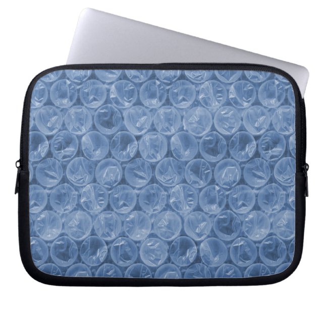 Blauwe bubbelomhulsel laptop sleeve (Voorkant)