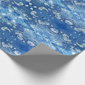 Blauwe bubbels Abstract ijswaterkranspappapier Cadeaupapier (Hoek)