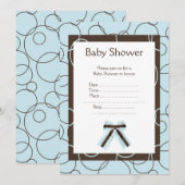 Blauwe bubbels baby shower-uitnodiging kaart (Voorkant / Achterkant)