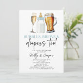 Blauwe Bubbels Brouwen en Luiers ook! Baby Shower Kaart (Staand voorkant)