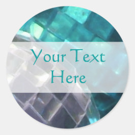 Blauwe bubbels geven de 'Jouw tekst'-sticker weer Ronde Sticker
