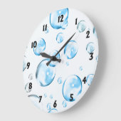 Blauwe bubbels met zwarte cijfers grote klok (Hoek)