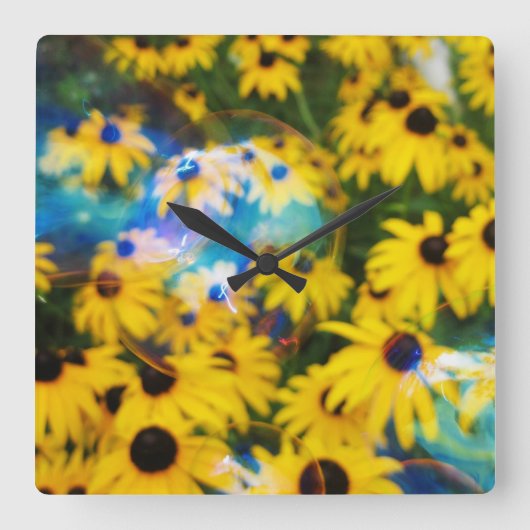 Blauwe bubbels op bruinvissen! vierkante klok (Voorkant)