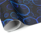 Blauwe bubbels op zwart cadeaupapier (Rol Hoek)