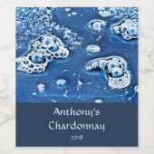 Blauwe Bubbels Witte Wijn Etiket (Enkel label)