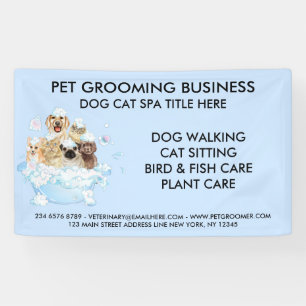 Blauwe Bubble Grooming Zittende Hond Kat Spa Bathi Spandoek