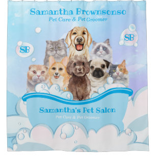 Blauwe Bubbles Honden Katten Spa Badkuip Blauwe Hu Douchegordijn