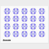 Blauwe bubels ronde sticker (Vel)