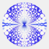 Blauwe bubels ronde sticker (Voorkant)