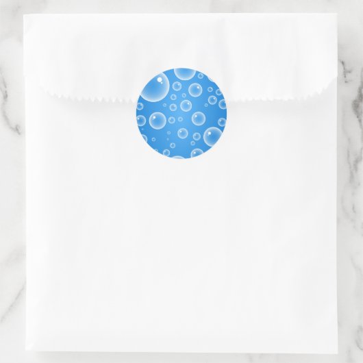 Blauwe bubels ronde sticker (Tas)