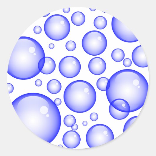 Blauwe bubels ronde sticker (Voorkant)