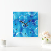 Blauwe bubels vierkante klok (Huis)