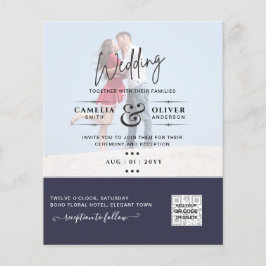 BLAUWE BUDGET FOTO TROUW QR SCANCODE UITNODIGING FLYER