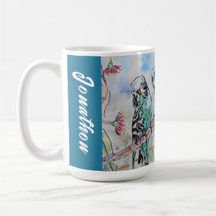 Blauwe Budgie Budgies Papegaaien Echtgenoten Manne Koffiemok