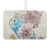 Blauwe Budgie-hart bloemige bloem auto luchtverfri Luchtverfrisser (Achterkant)