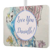 Blauwe Budgie-hart bloemige bloem auto luchtverfri Luchtverfrisser (Links)