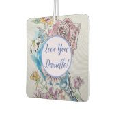 Blauwe Budgie kunst bloemenwagen Luchtverfrisser (Links)