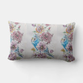 Blauwe Budgie & Rozen Waterverf vogel Decor kussen (Achterkant)