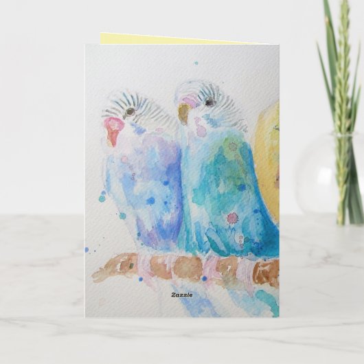 Blauwe Budgies Watercolor Bedankt Budgie Aqua Kaart (Achterkant)