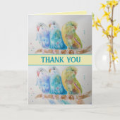 Blauwe Budgies Watercolor Bedankt Budgie Aqua Kaart (Gele Bloem)