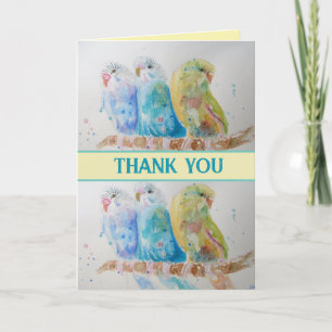 Blauwe Budgies Watercolor Bedankt Budgie Aqua Kaart