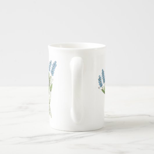 Blauwe Buds Bone china Mok (Achterkant)